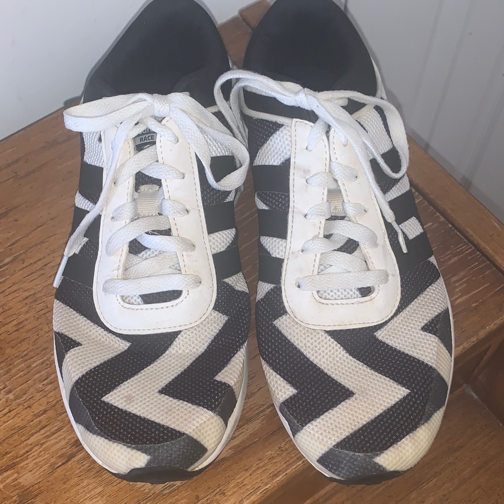 Adidas Cloudfoam Race Black White Athletic Running Shoes Size 9